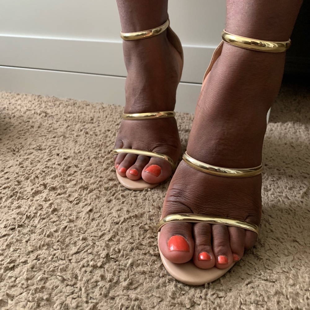 bebe & co. Gold Strappy Heels - Picture 4 of 8